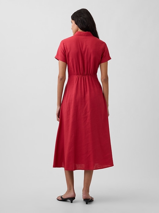 Image number 2 showing, Linen-Blend Midi Shirtdress
