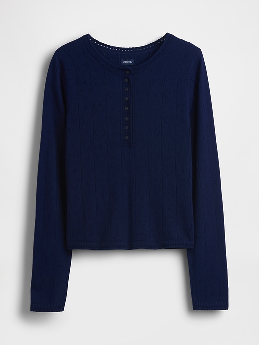 Image number 4 showing, Lightweight CashSoft Pointelle Heart PJ Top