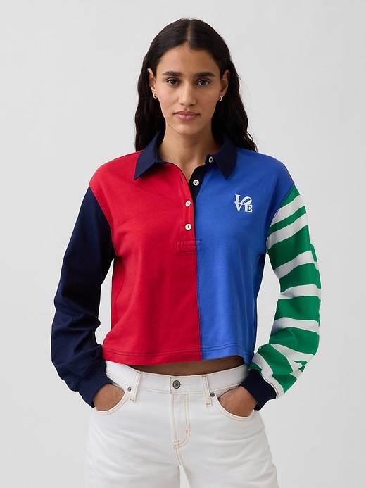 Image number 1 showing, Robert Indiana LOVE Crop Rugby Shirt
