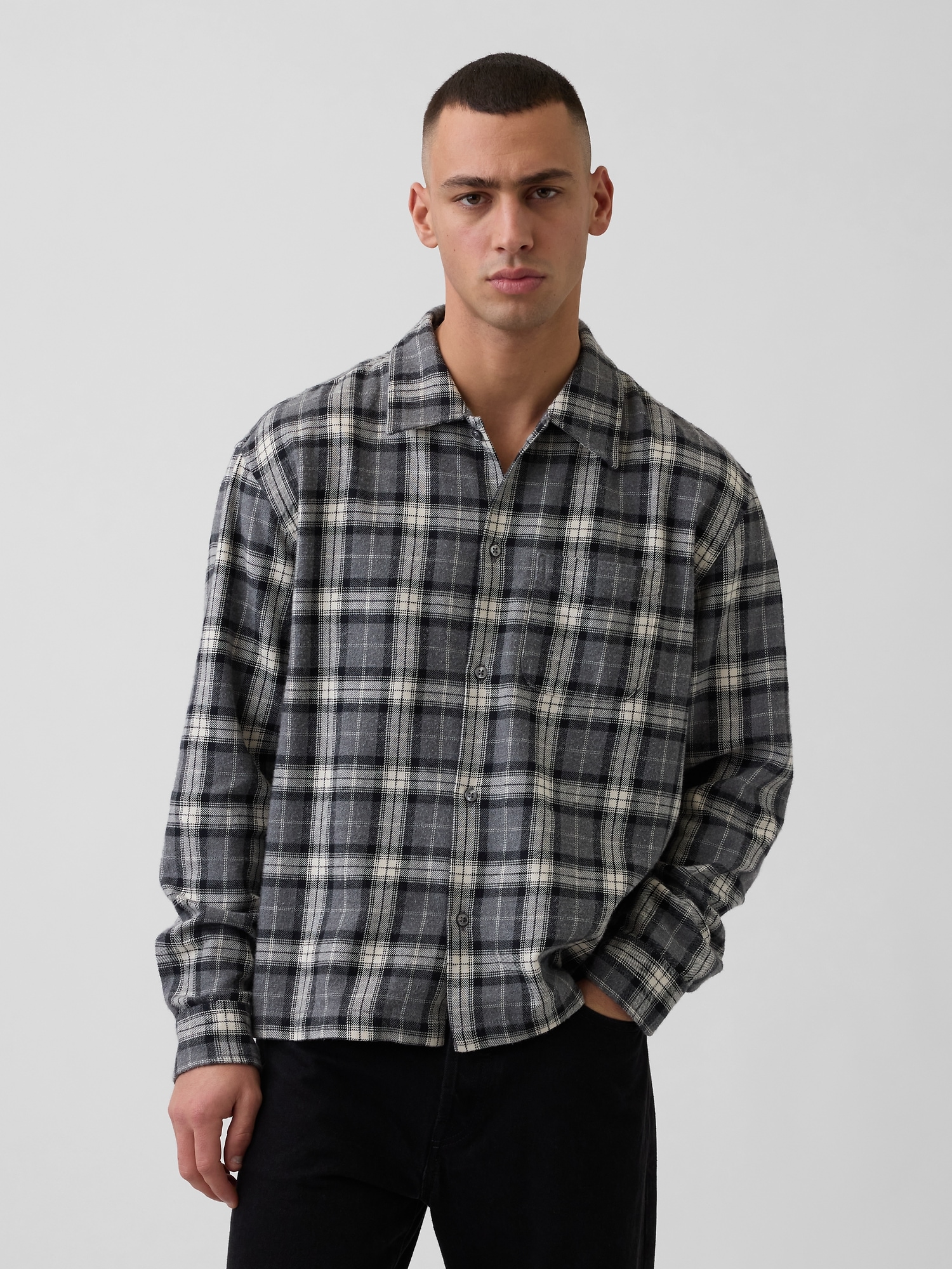 Organic Cotton Relaxed Flannel Shirt