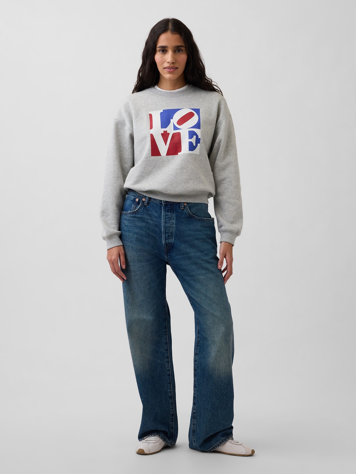Женские толстовки Gap Robert Indiana VintageSoft Love, цвет: Меланжевый серый — фото 2