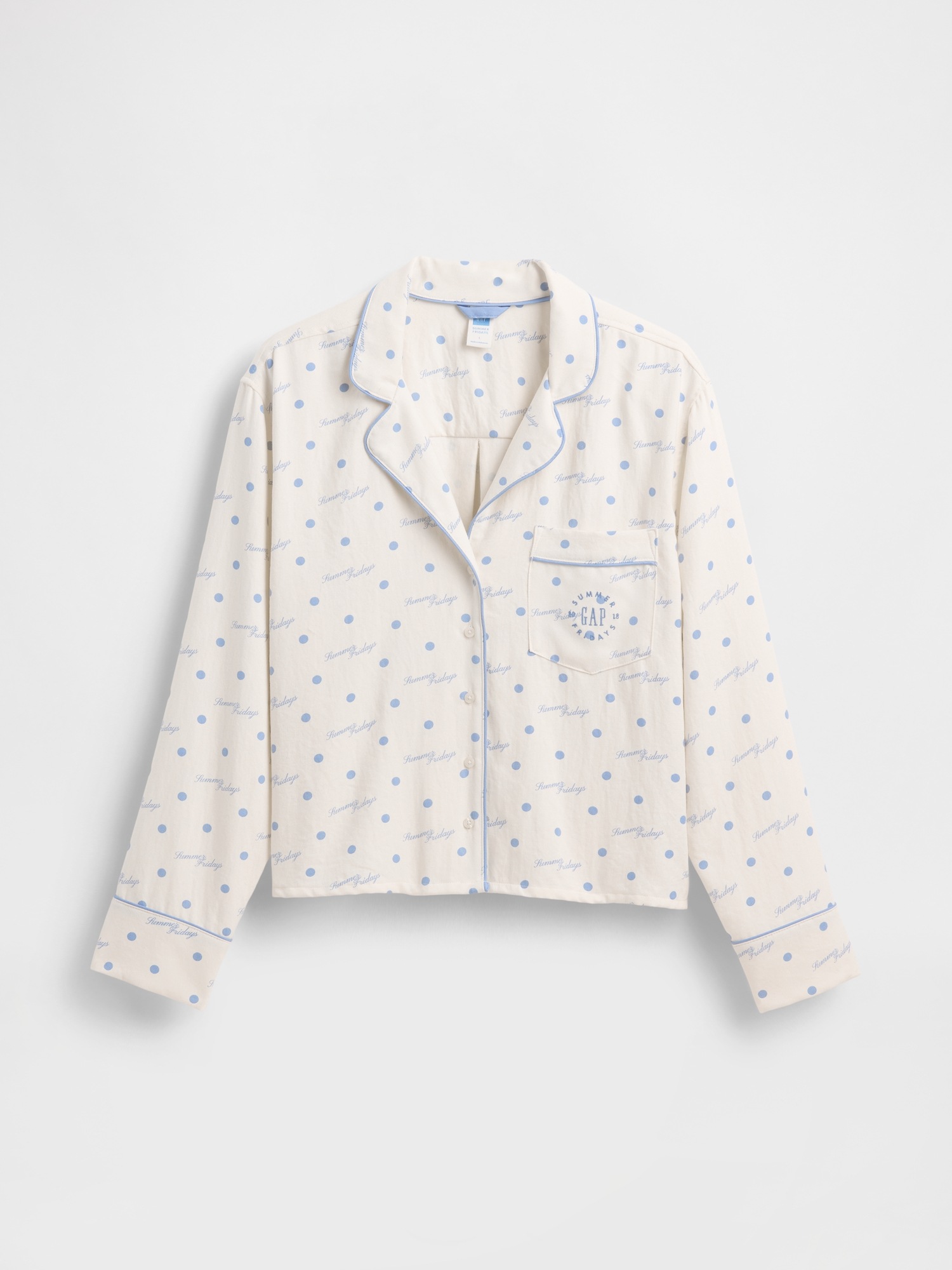 Женская рубашка Gap × Summer Fridays Relaxed Flannel Dotted PJ, цвет: Слоновая кость бежевый — фото 7