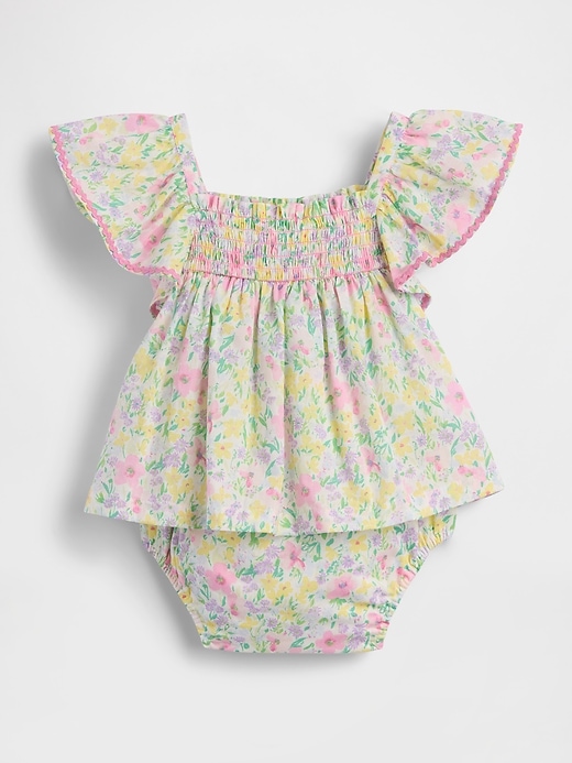 Image number 2 showing, Baby Smocked Flutter-Sleeve Bodysuit Dress