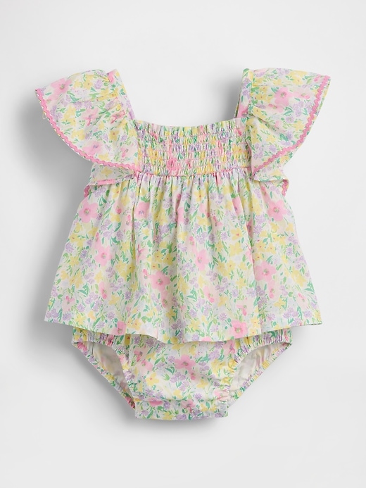 Image number 1 showing, Baby Smocked Flutter-Sleeve Bodysuit Dress