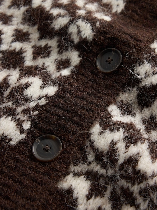 Image number 4 showing, Fuzzy Fair Isle Cardigan Sweater