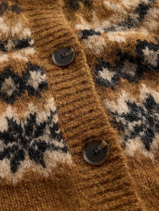 Image number 4 showing, Fuzzy Fair Isle Cardigan Sweater