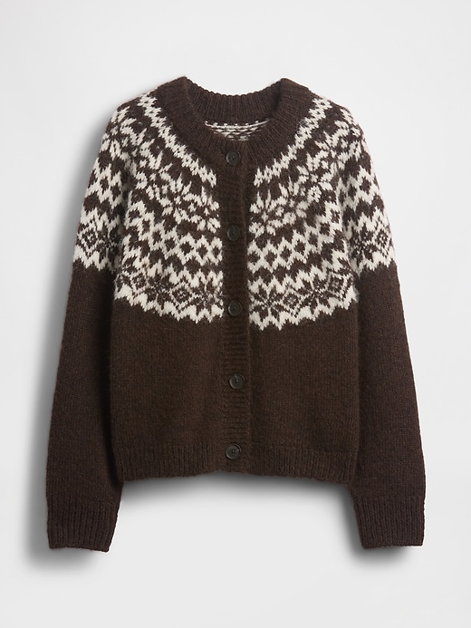 Image number 5 showing, Fuzzy Fair Isle Cardigan Sweater