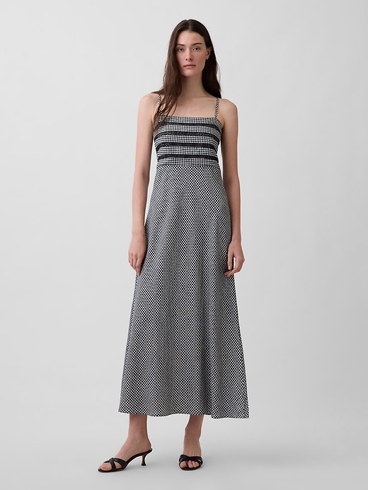 Linen-Blend Lace Inset Maxi Dress
