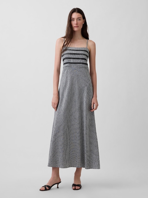 Linen-Blend Lace Inset Maxi Dress