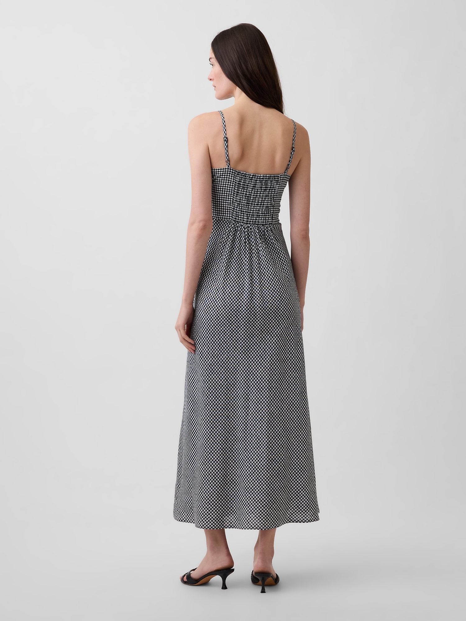 Linen-Blend Lace Inset Maxi Dress