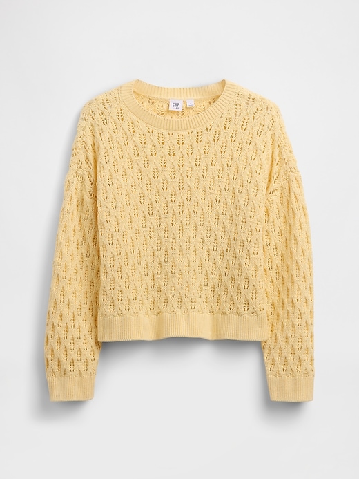 Image number 2 showing, Kids Crochet Oversized Crewneck Sweater