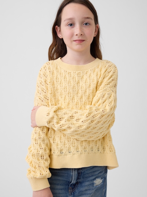 Kids 100% Cotton Crochet Oversized Sweater