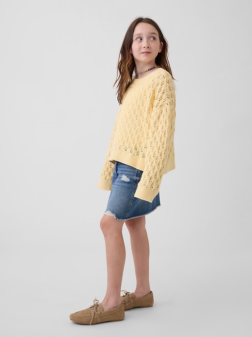 Image number 4 showing, Kids Crochet Oversized Crewneck Sweater