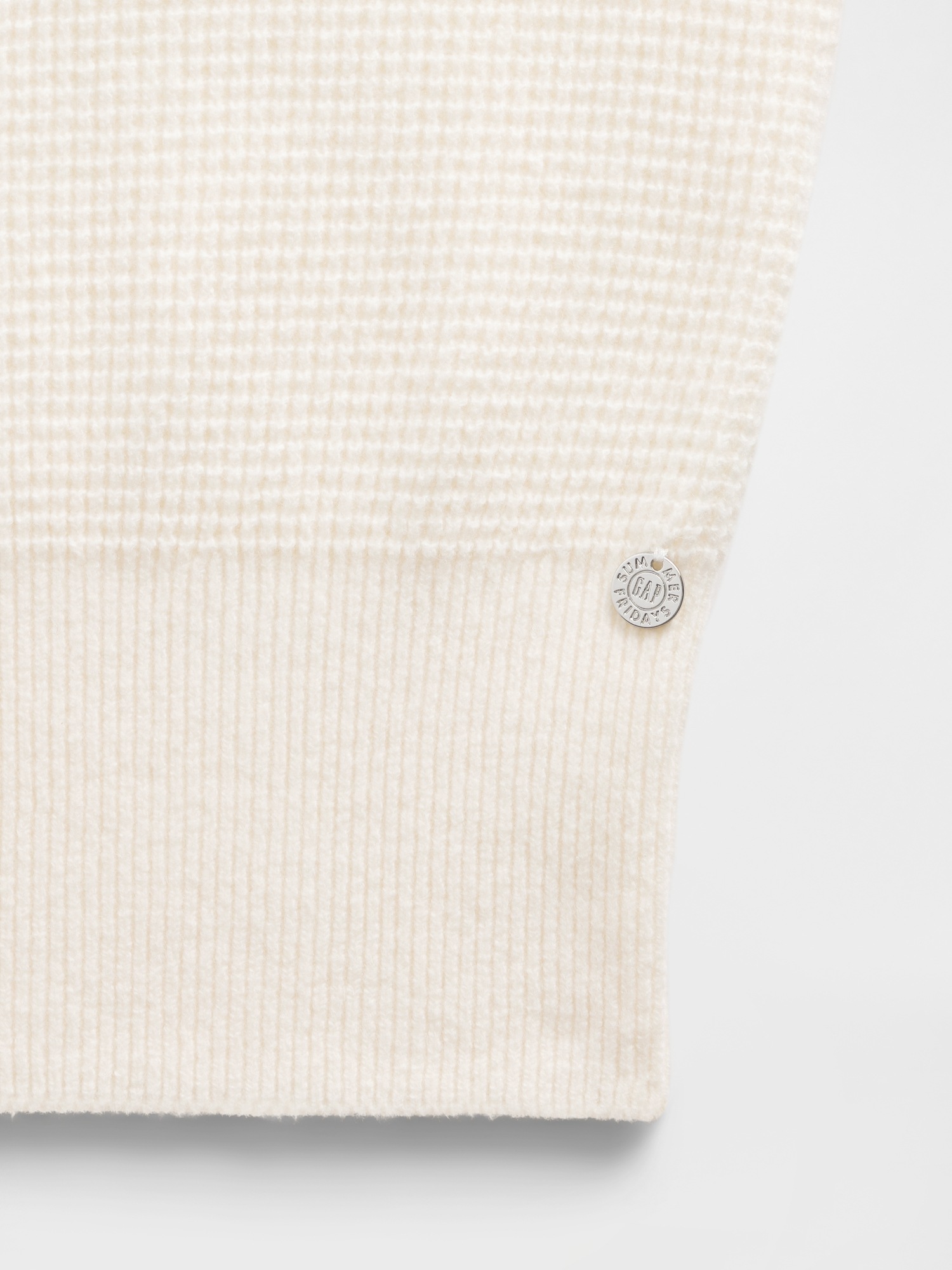 Женское худи Gap × Summer Fridays CashSoft Waffle Crop, цвет: Слоновая кость бежевый — фото 5