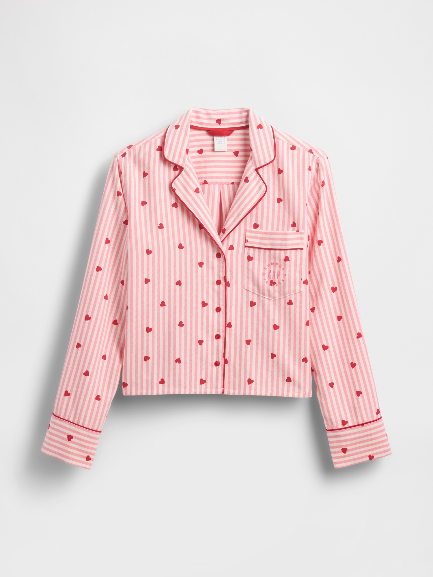 Gap × Summer Fridays Relaxed Flannel Hearts PJ Shirt