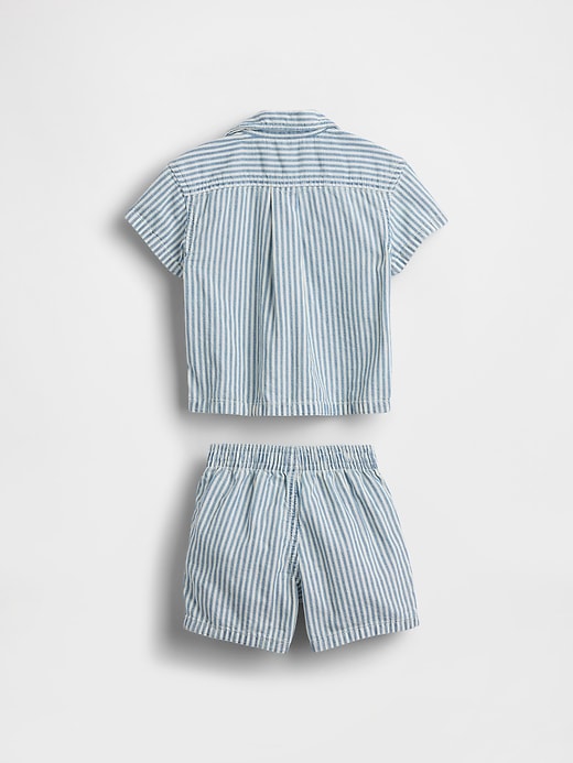 Image number 2 showing, Baby Denim Stripe Outfit Set
