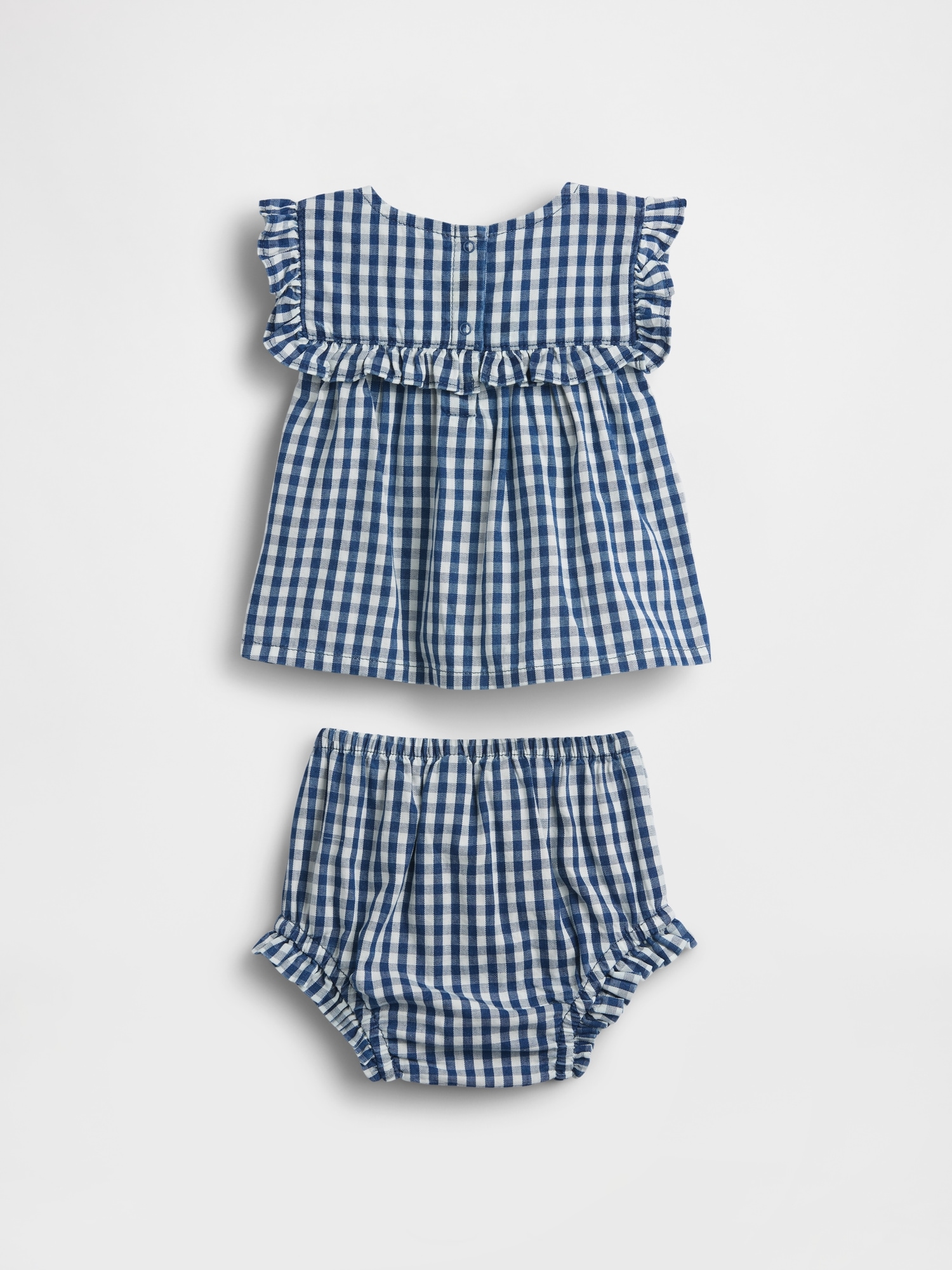 Baby Gingham Denim Ruffle Outfit Set