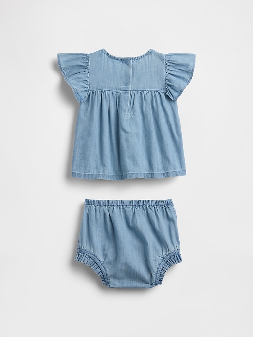 Image number 2 showing, Baby Denim Embroidered Outfit Set