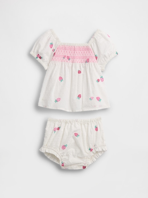 Image number 1 showing, Baby Smocked Strawberry Outfit Set