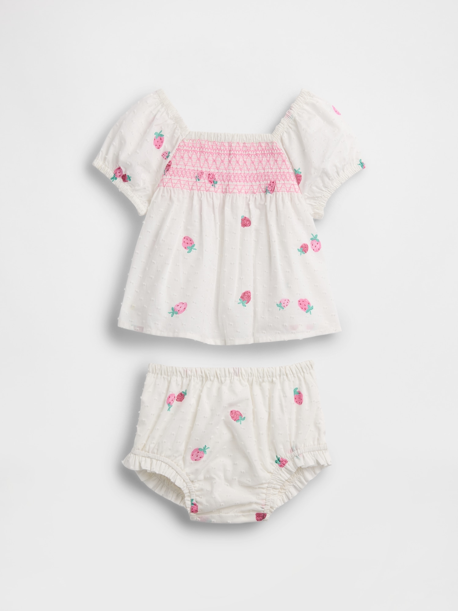 Baby Smocked Strawberry Outfit Set