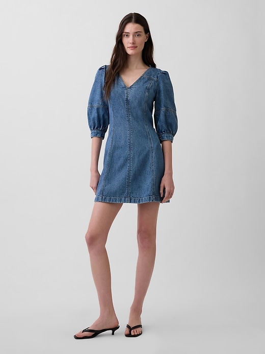 Image number 1 showing, UltraSoft Denim Puff-Sleeve Mini Dress