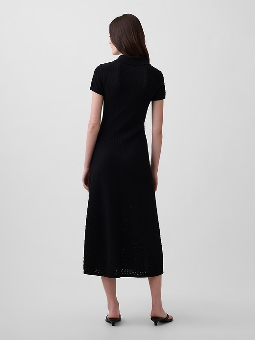 Image number 2 showing, Pointelle Polo Maxi Sweater Dress