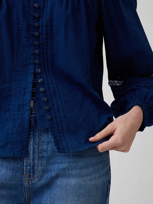 Image number 4 showing, Lace-Trim Pintuck Top