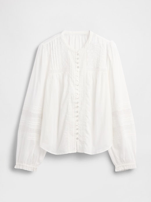 Image number 5 showing, Lace-Trim Pintuck Top