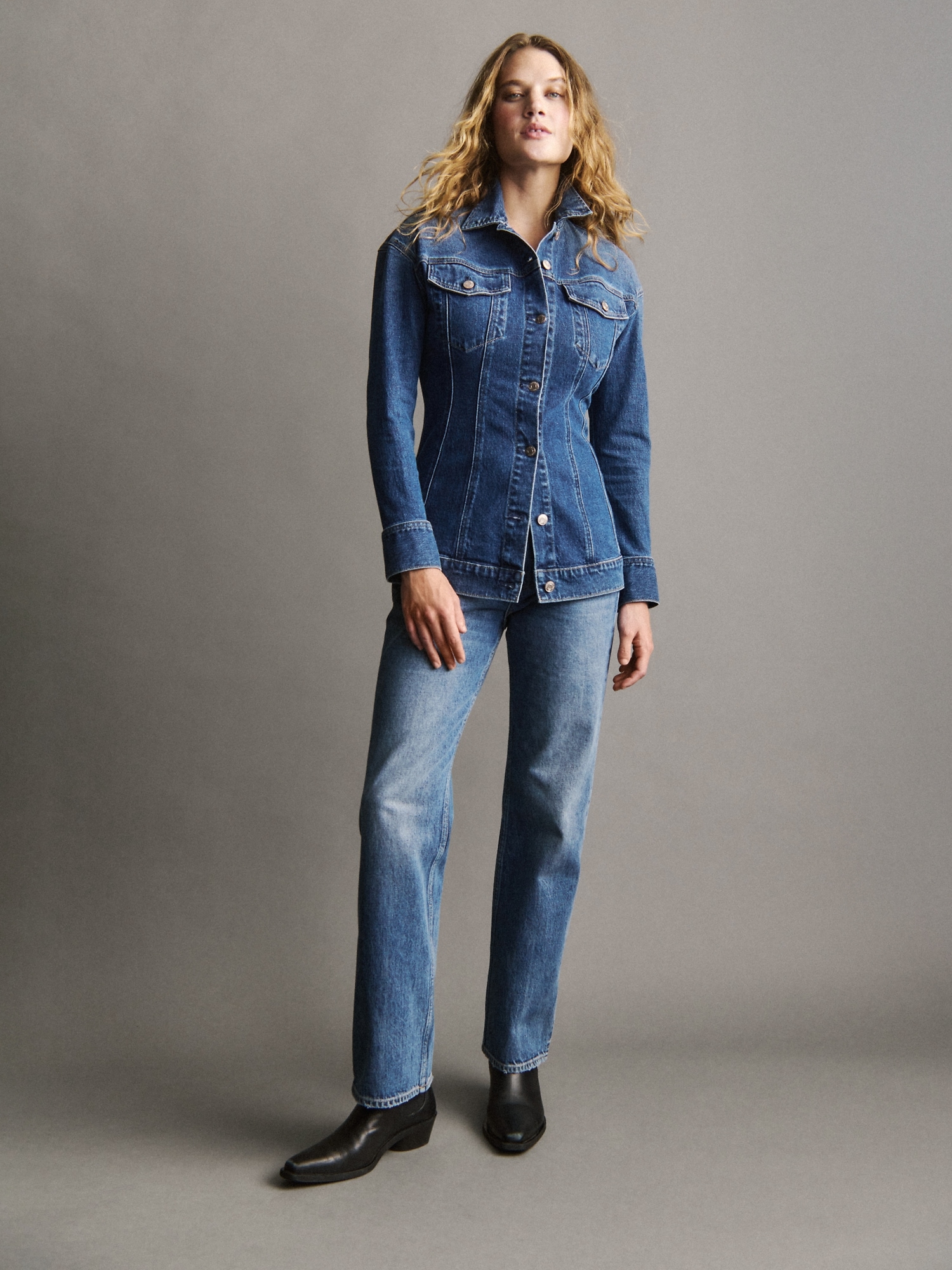 Contoured Longline Denim Jacket