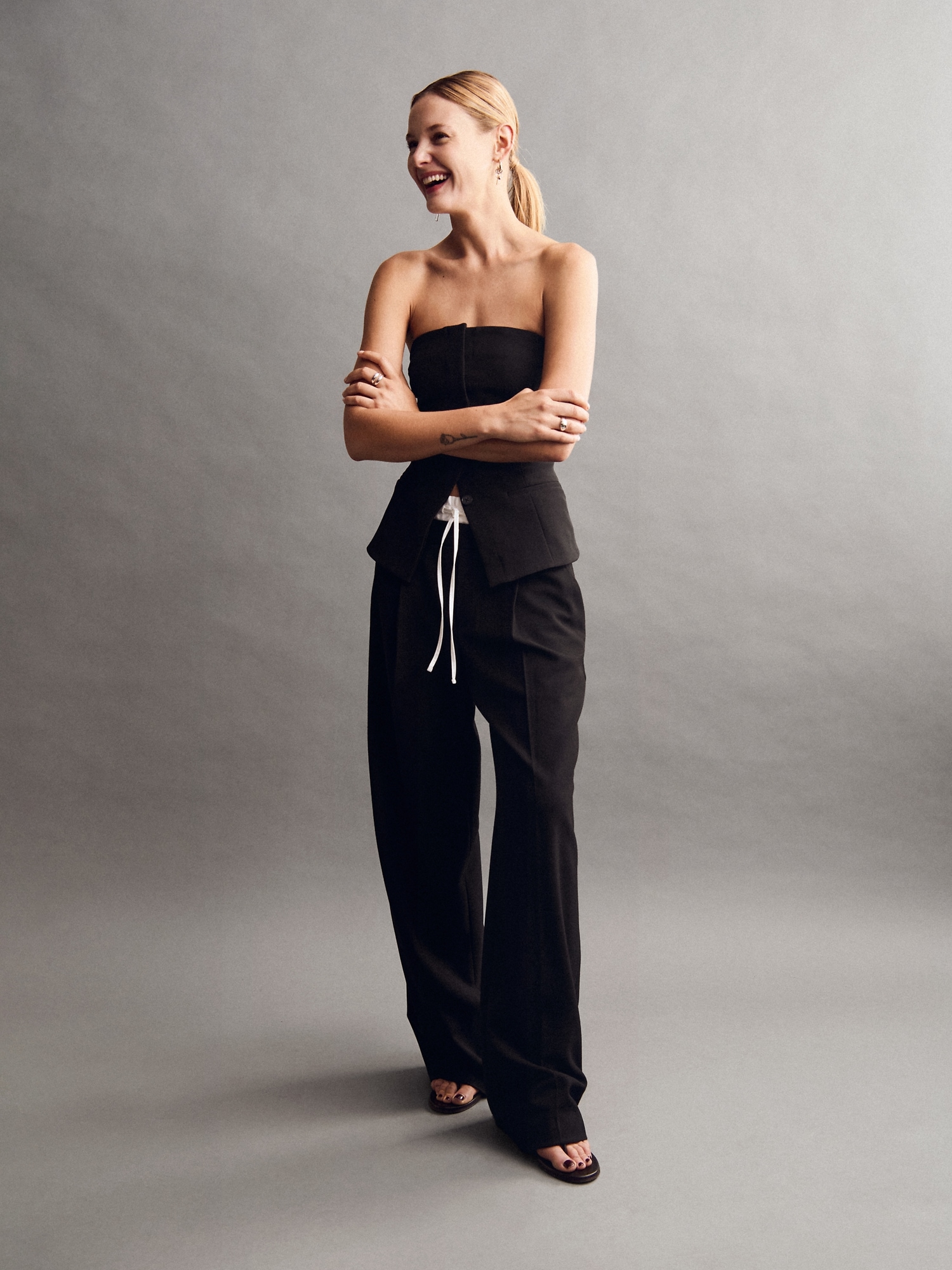 Mid Rise Double-Waist Pants