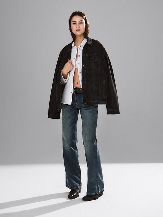 Image number 6 showing, Mid Rise Rigid Relaxed Flare Jeans