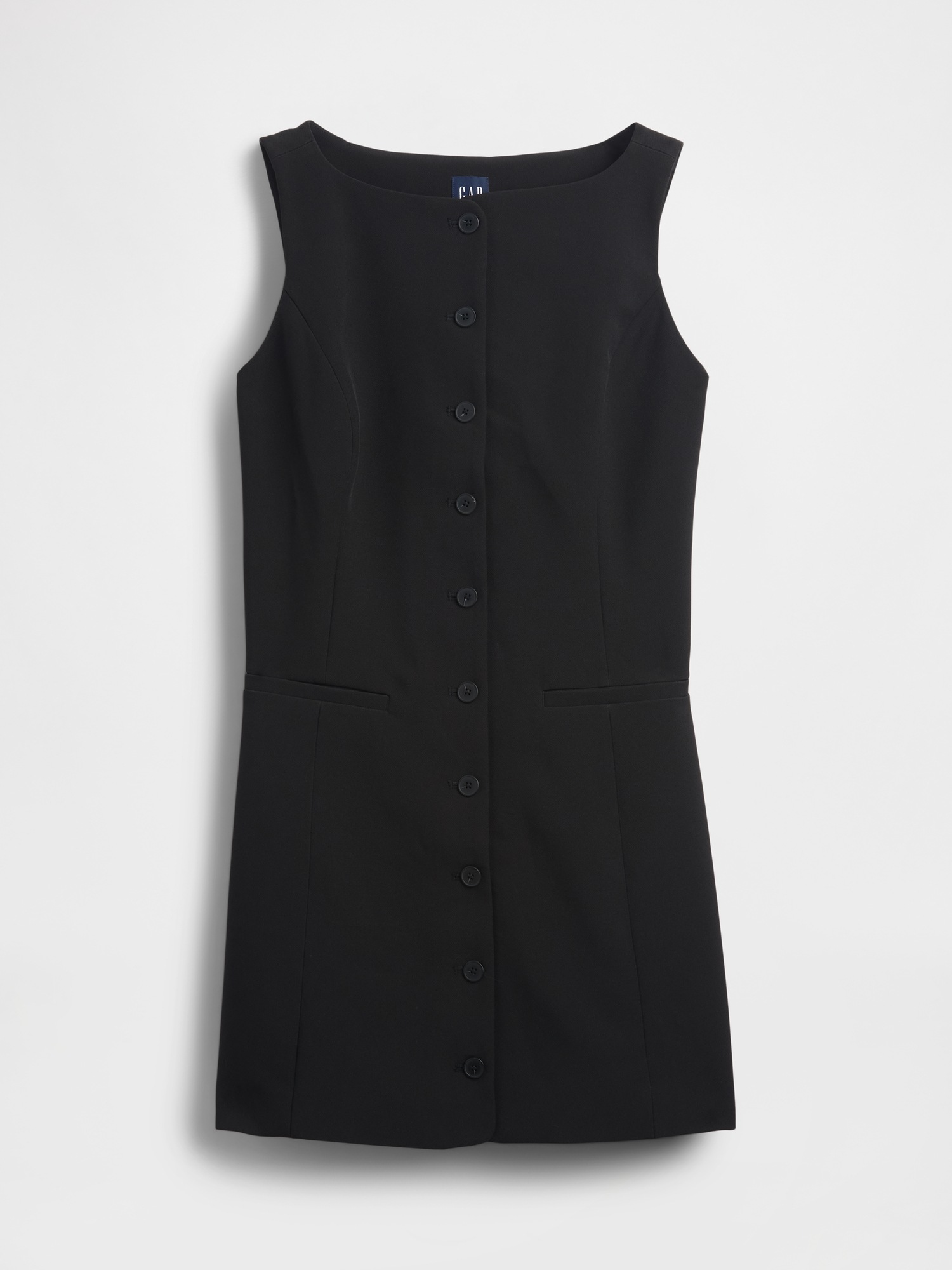 Женское платье Gap BiStretch Button-Front Mini, цвет: Насыщенный чёрный — фото 5