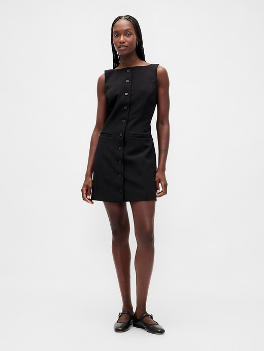Image number 1 showing, BiStretch Button-Front Mini Dress