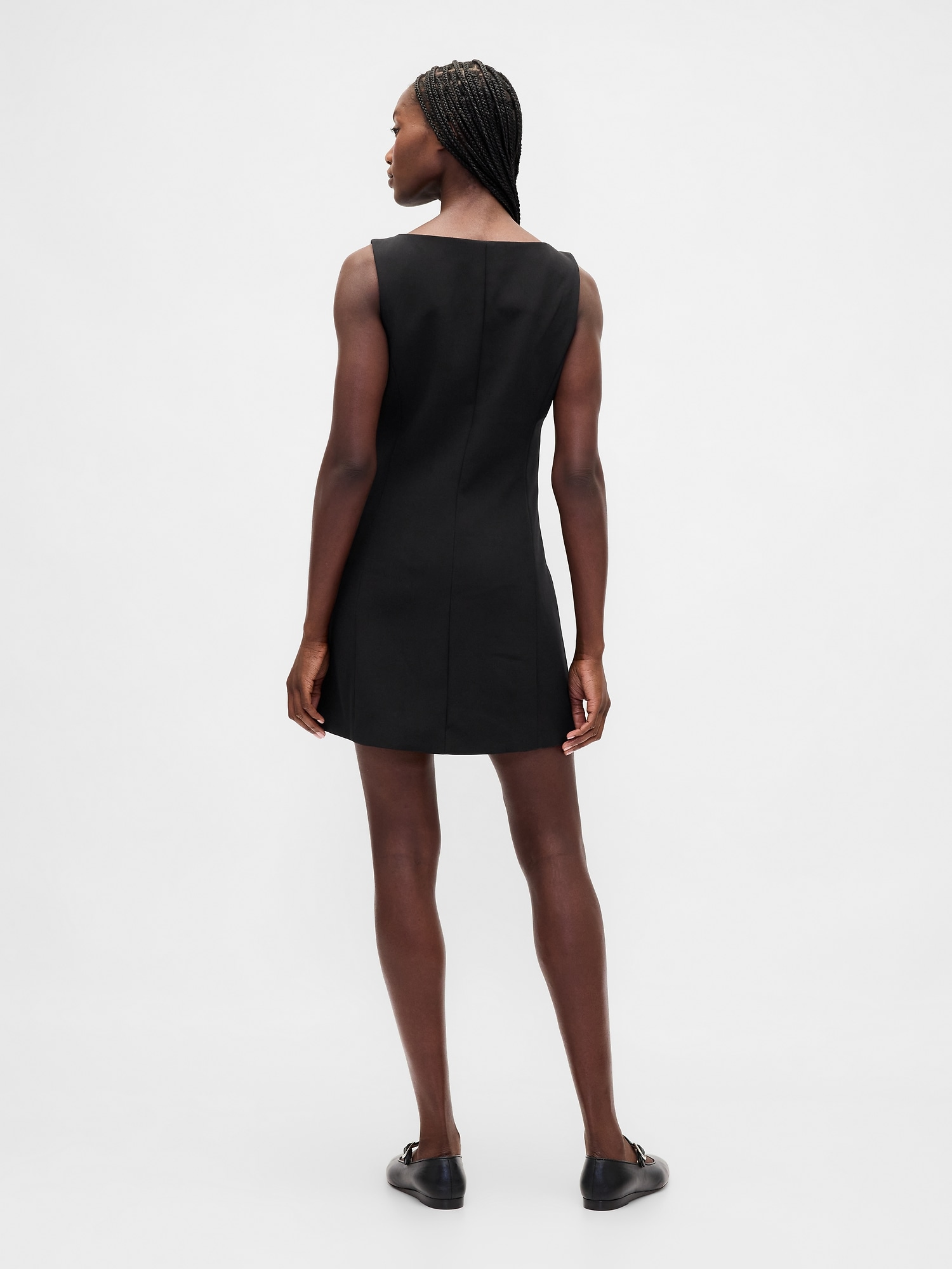 Женское платье Gap BiStretch Button-Front Mini, цвет: Насыщенный чёрный — фото 2