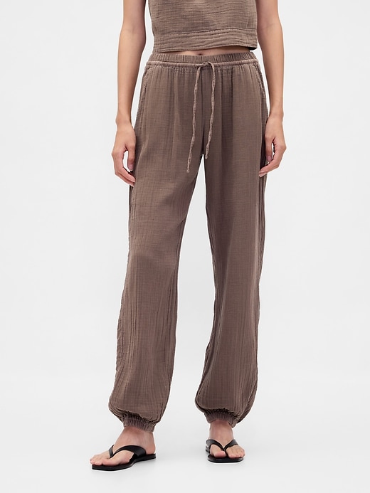 Image number 2 showing, Cotton Gauze Barrel Joggers