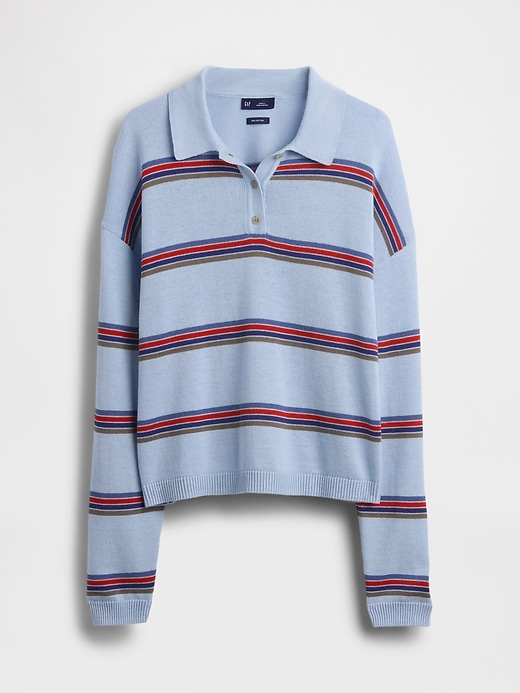 Image number 5 showing, 100% Cotton Relaxed Polo Sweater