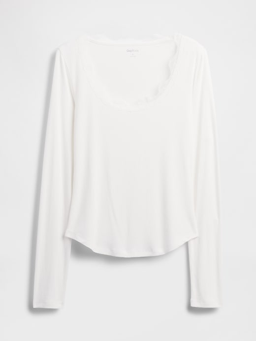 Image number 5 showing, Mini Rib Lace-Trim PJ Top