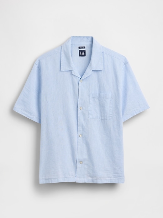 Image number 5 showing, Linen-Cotton Relaxed Straight-Hem Shirt
