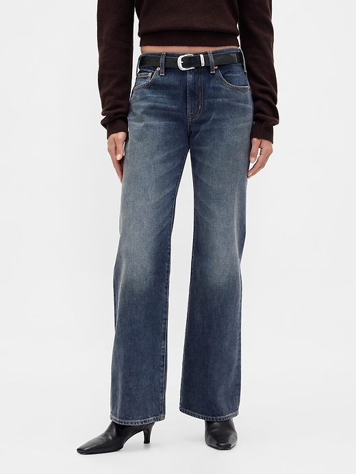 Image number 2 showing, Mid Rise Rigid Relaxed Flare Jeans