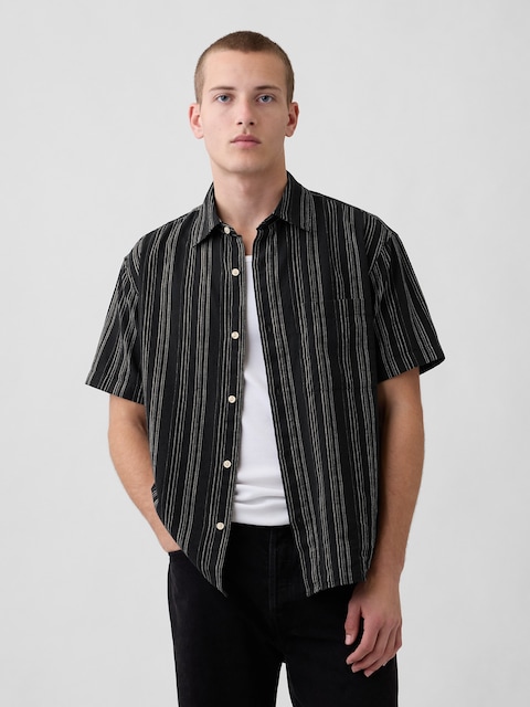 Textured Linen-Cotton Shirt