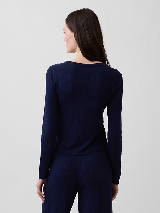 Image number 3 showing, Lightweight CashSoft Pointelle Heart PJ Top