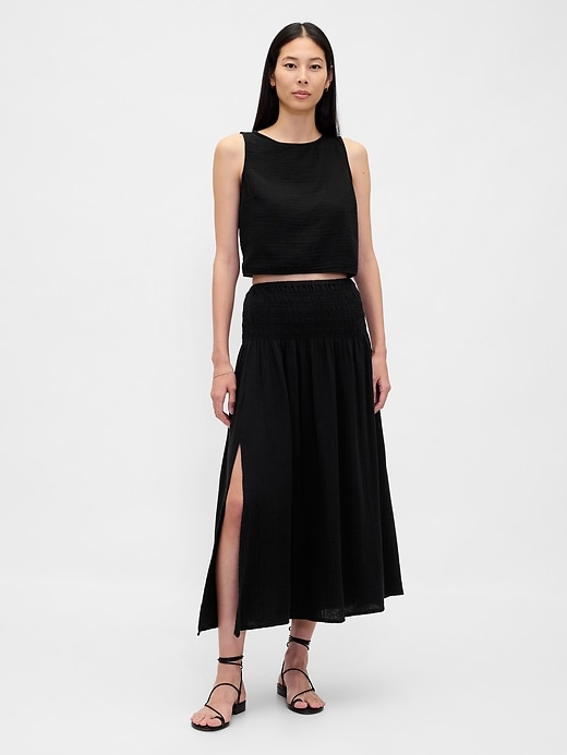 Image number 1 showing, Cotton Gauze Smocked-Waist Maxi Skirt