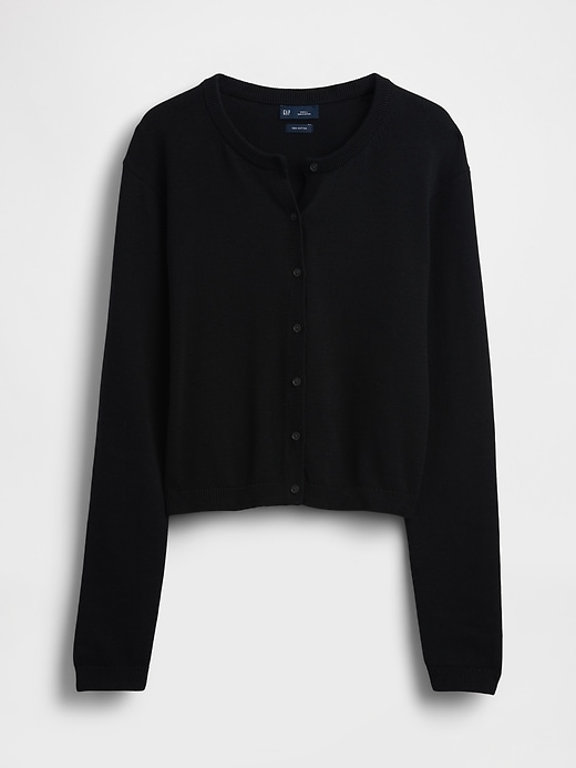 Image number 5 showing, 100% Cotton Relaxed Crop Cardigan Sweater