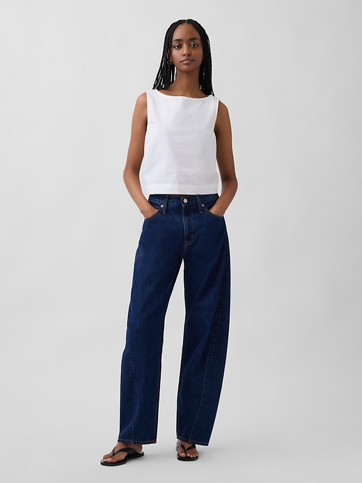 Image number 2 showing, Poplin Boatneck Shell Tank Top