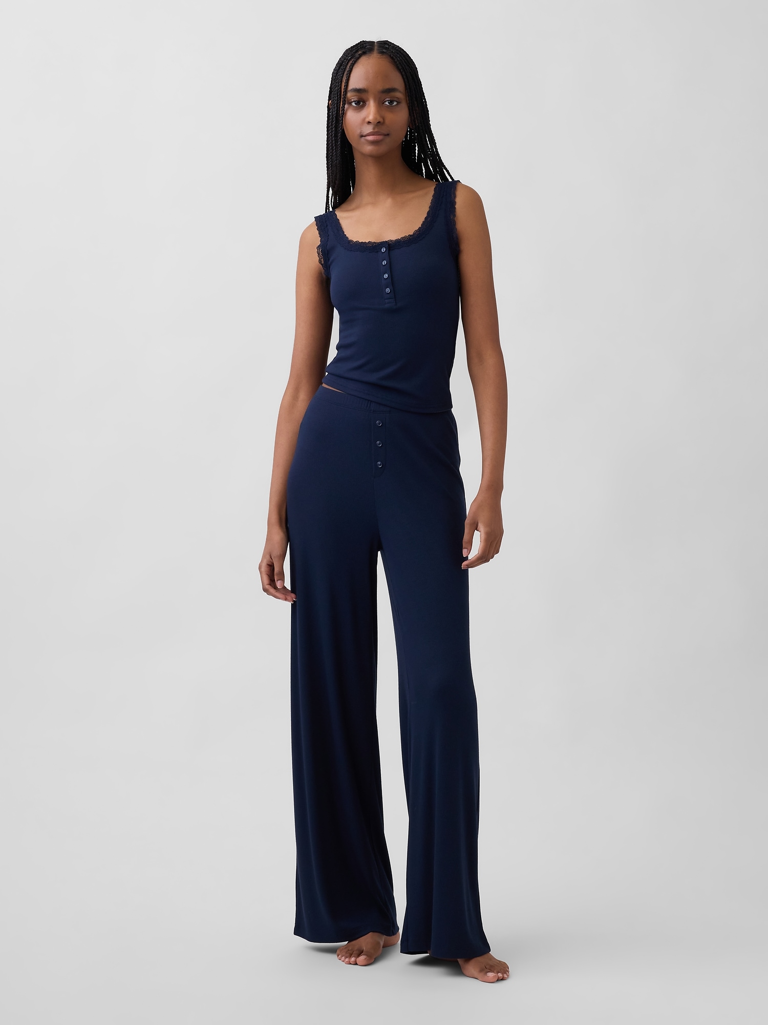 Пижамные брюки MiniRib Wide-Leg — Gap, цвет: Синий
