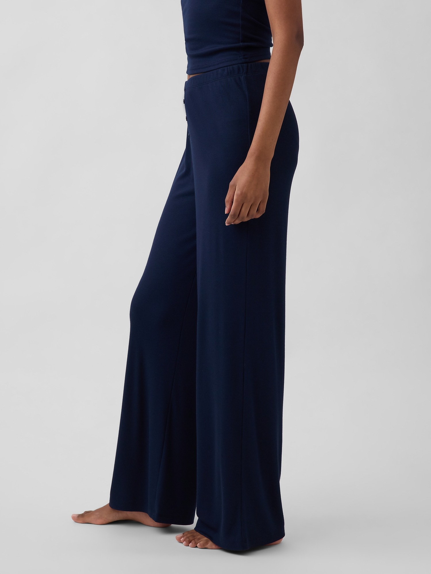 Пижамные брюки MiniRib Wide-Leg — Gap, цвет: Синий — фото 3