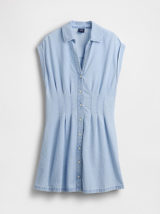 Image number 5 showing, Denim Pleated Mini Shirtdress