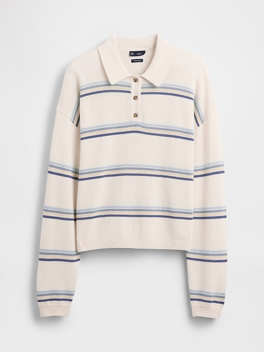 Image number 5 showing, 100% Cotton Relaxed Polo Sweater