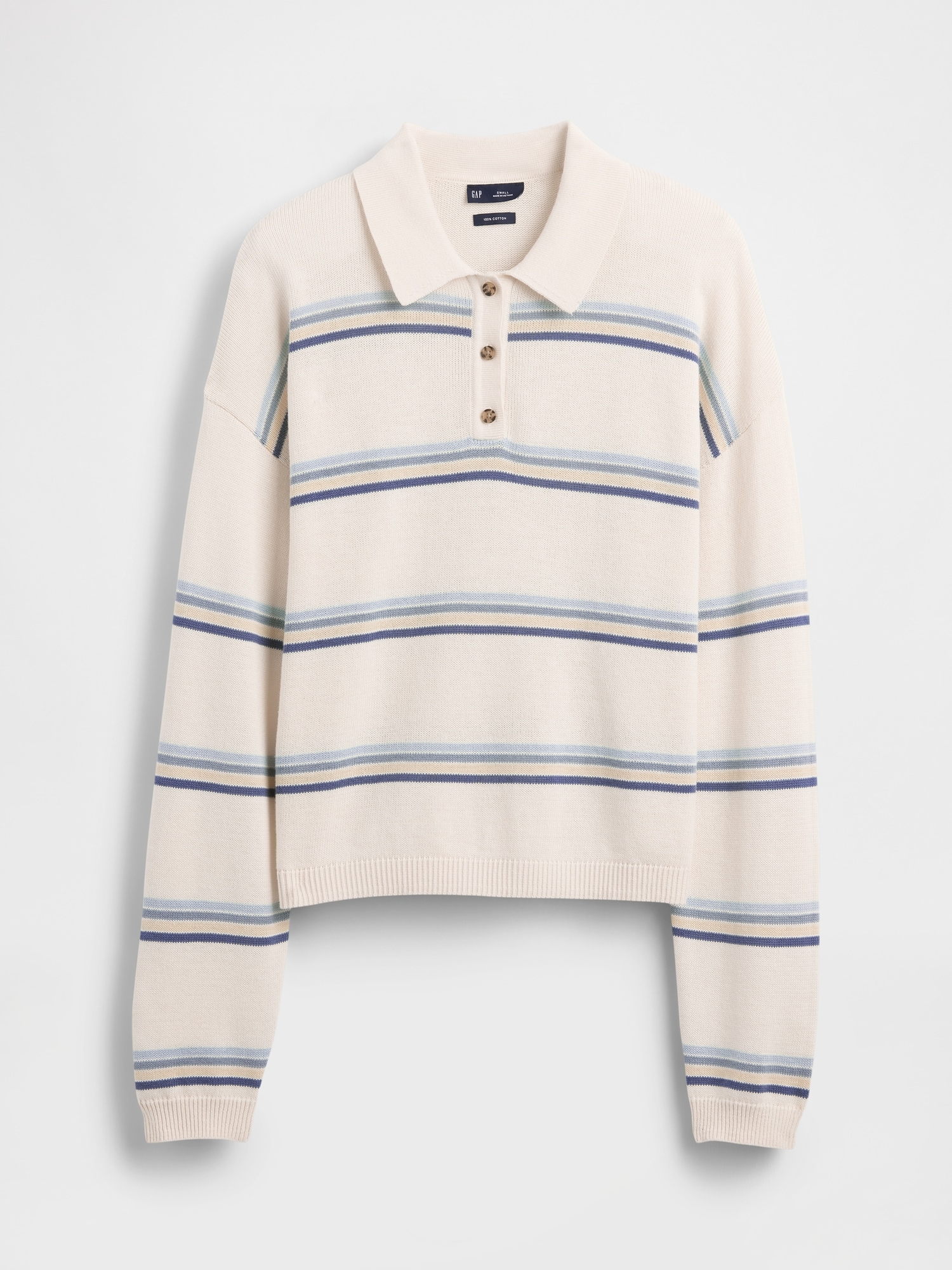 100% Cotton Relaxed Polo Sweater