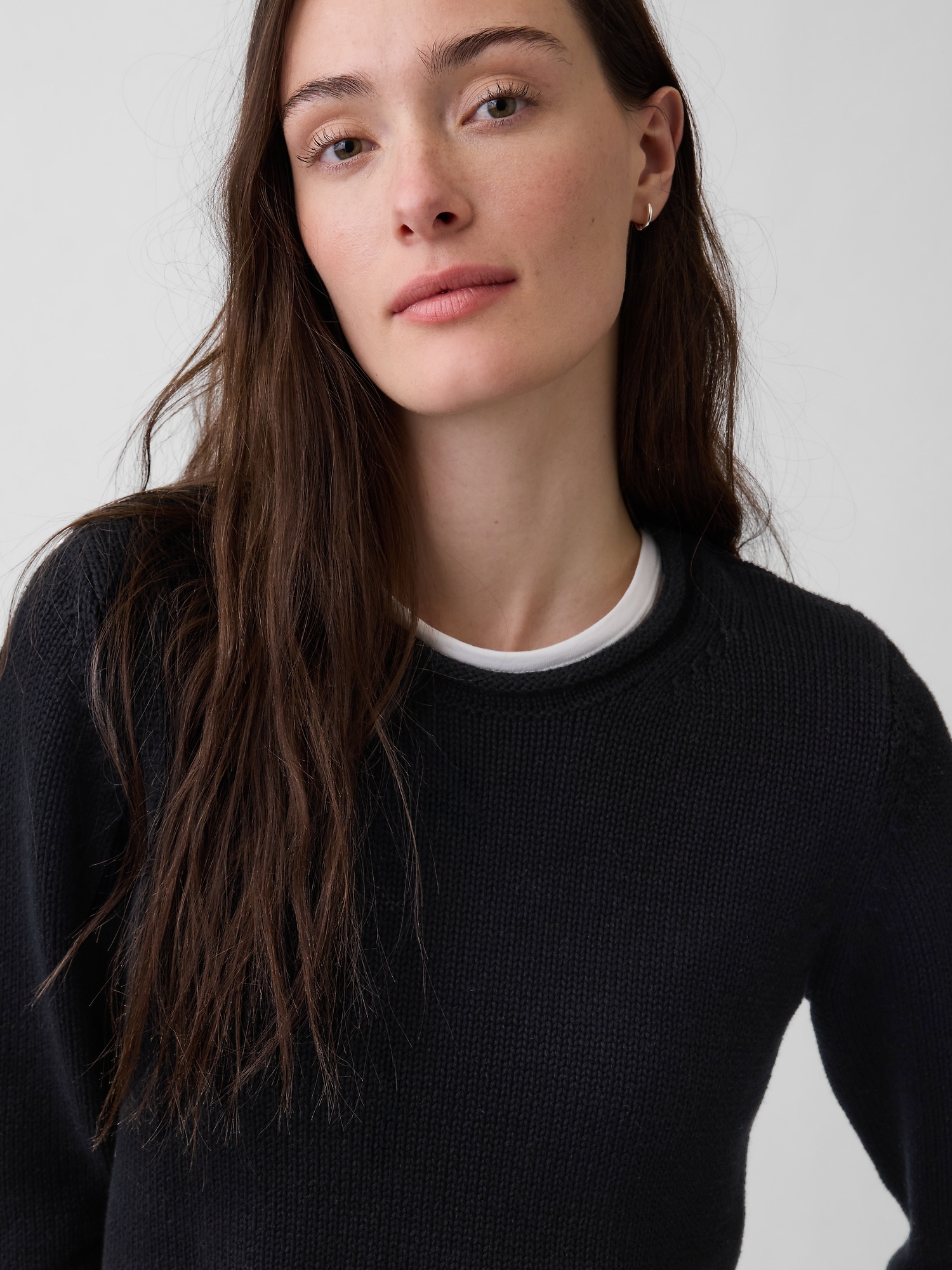 Женский свитер Gap 100% Cotton Rollneck, цвет: Чёрный — фото 4